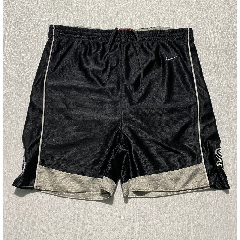Nike Chicago White‎ Sox MLB Reversible Mesh Athletic Shorts Black Silver Mens L